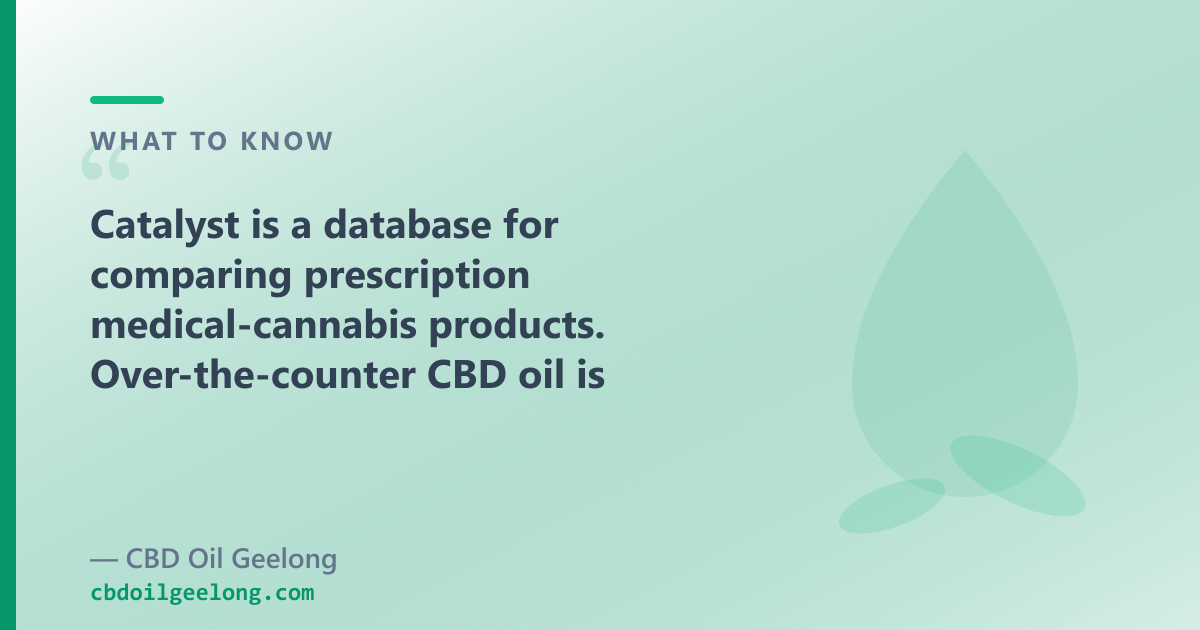 Catalyst is a database for prescription products; over-the-counter CBD oil is a different product