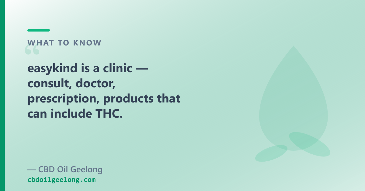 easykind is a telehealth clinic for prescription medical cannabis; OTC CBD oil is a different product